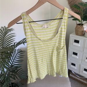 🪴$5/25🪴 Forever 21 Striped Linen Blend Cropped Loose Racerback Tank Top Medium